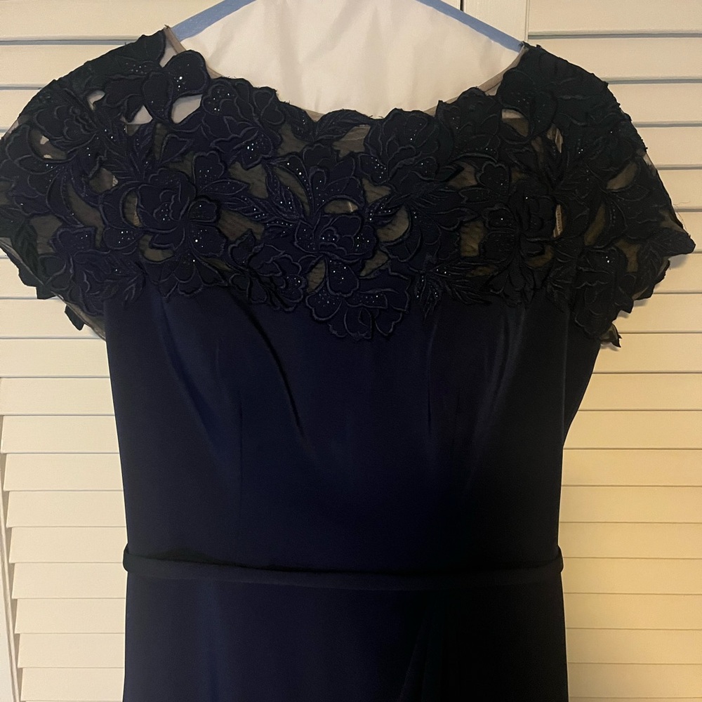 La Femme Navy Blue Evening Gown